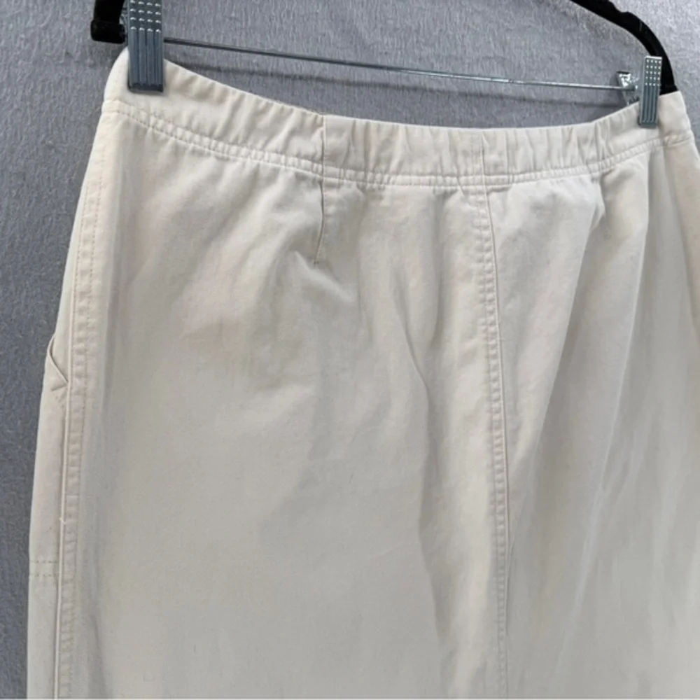 Vtg Eddie Bauer Maxi Skirt Womens 14 Khaki Utility Back Slit Modest Y2K Gorpcore - Picture 5 of 11